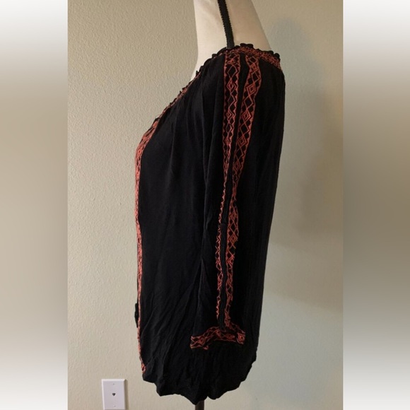 INC Black Embroidered Boho/Peasant Top Sz 1X - Picture 5 of 8